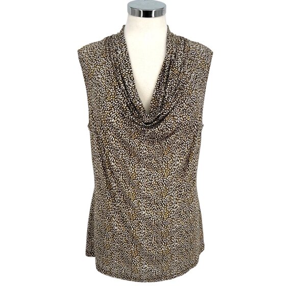 Lafayette 148 New York Sleeveless Cowl Neck Printed Jersey Top Brown Size XL - Picture 1 of 11